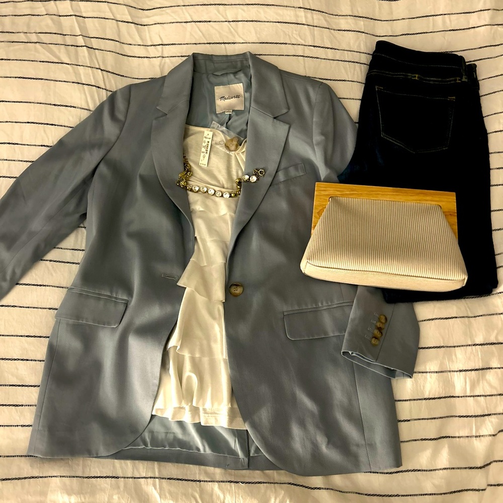 NWT Madewell oversized blazer in blue-grey size small